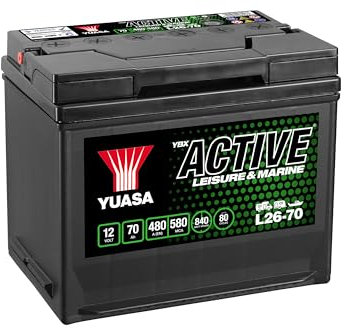 Yuasa L26-70 12V 70Ah 480CCA Maintenance Free High Performance Leisure & Marine Battery