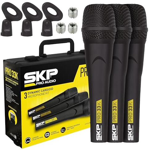 SKP Pro Audio PRO-33K Dynamic Cardioid Microphone Kit (3 Microphones)