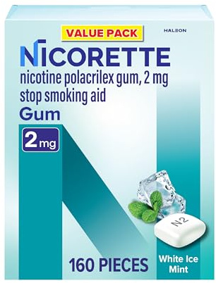Nicorette 2mg Nicotine Gum to Help Quit Smoking - White Ice Mint Flavored Stop Smoking Aid, 160 Count