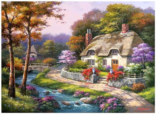 Anatolian 500 piece jigsaw puzzles - jigsaw puzzles Age 10+ for adults 500 pieces SPRING COTTAGE is ideal as gifts for the whole family and the jigsaw 500 pieces for adults is made of ESKA BOARD