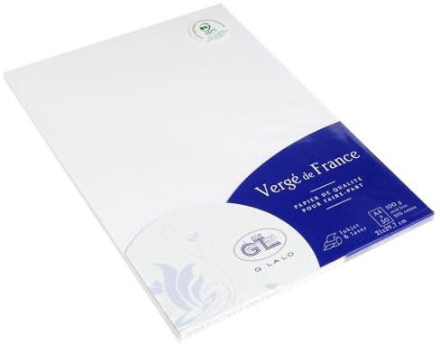 Clairefontaine Lalo 47250L Papier Vergé de France (100 g, DIN A4, 21 x 29,7 cm, 50 Blatt) extra weiß