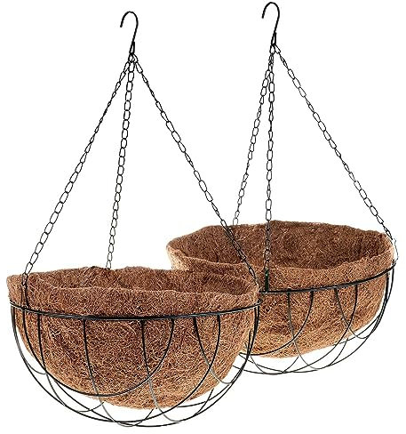 SIDCO Hängeampel Kokos 2 x Blumenampel Pflanzkorb Hängekorb Hängeschale Drahtkorb Set