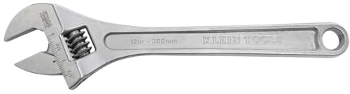 Klein Tools 507-12 Adjustable Wrench, Extra Capacity Jaw Forged Drive Wrench with High Polish Chrome Finish, 12-Inch