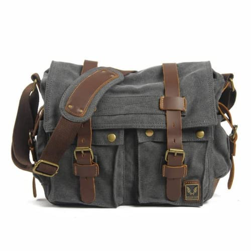 Eysee® Herren Canvas Schultertasche Umhängertasche 33cm (L) X 27cm(H) X 11cm(W) (Grau)