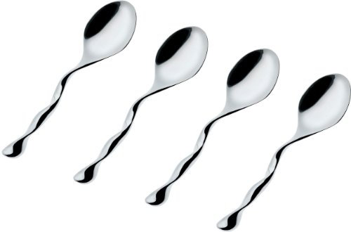 Alessi WAL01SET Set Quattro Cucchiaini da caffè, in Acciaio Inossidabile