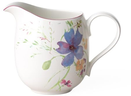 Villeroy und Boch Mariefleur Basic Milchkrug, Milchkanne aus Premium Porzellan mit verspieltem Blumedekor, weiß/bunt, spülmaschinenfest, 600 ml