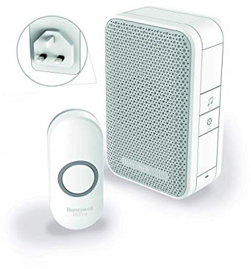 Honeywell Home DC311NBS Series 3 Wireless Plug-In Doorbell Chime with Push Button (White)