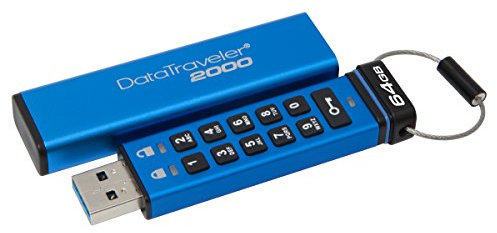 Kingston DataTraveler 2000 - DT2000/64GB verschlüsselter USB 3.0 Speicher (mit Tastatur)
