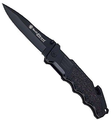 Smith & Wesson Unisex – Erwachsene, Klappmesser, Klingenlänge: 10.8 cm, Drop Point, Border Guard Linerlock, schwarz, 25 cm