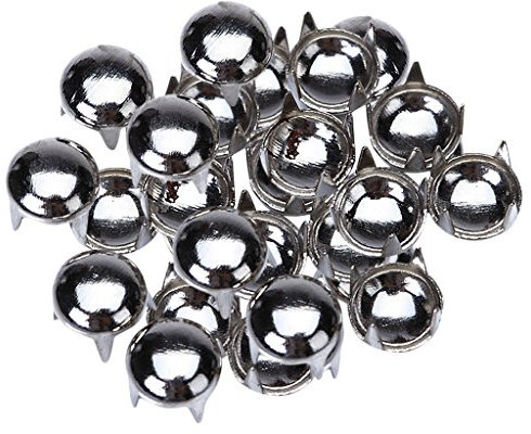 100 Pièces Rivets Clous Ronds en Fer Décoration de Sacs Vetement Argenté