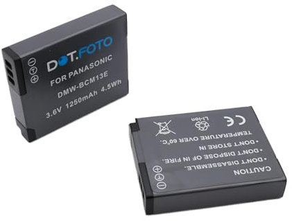 2 x Dot.Foto DMW-BCM13, DMW-BCM13E Premium 3.6v / 1250mAh Rechargeable Battery for Panasonic Lumix DMC-FT5, FT6 / LZ40 / TZ37, TZ40, TZ41, TZ55, TZ56, TZ57, TZ58, TZ60, TZ61, TZ70, TZ71 / DC-FT7