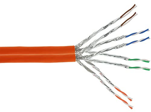 InLine 77050I Duplex Verlegekabel Cat.7a, S/FTP (PiMF), 2x 4x2x0,58 AWG23, 1200MHz, halogenfrei, orange, 50m