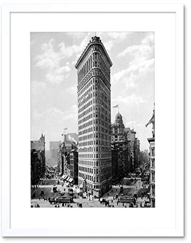 Wee Blue Coo Flat Iron Building Ny 1903 History Old Bw Photo Framed Art Print Picture F12X355
