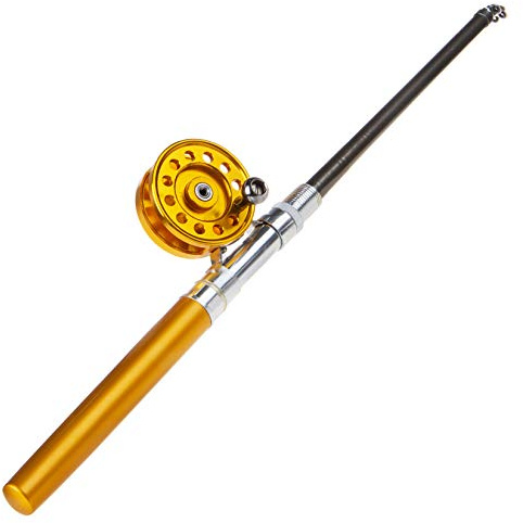 Saim Fishing Rod 36In(3Ft) Mini Portable Pocket Aluminum Alloy Fish Rod Pen - Great Gift for Father Husband Man Son