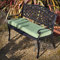 Lazy Susan Rose Metal Garden Bench | Lightweight, Durable, Weather-resistant, Antique Bronze Finish | Green Cushion