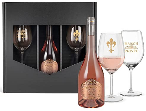 ROSE Weingeschenk mit 2 Weingläsern limitiert auf 5.000 Flaschen Frankreich Set Moment Clè Rosewein Vintage Whispering Bordeaux
