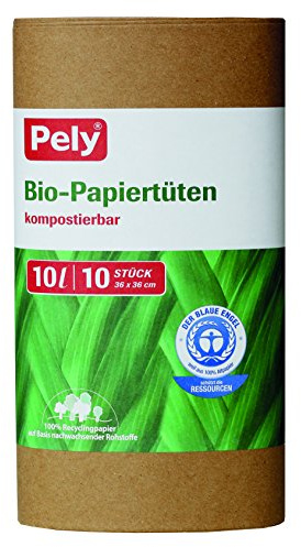 pely Bio-Papiertüten, 10 Liter, 36 x 36 cm