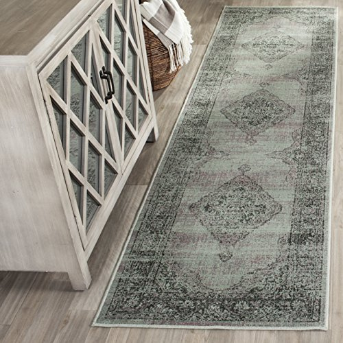 SAFAVIEH Traditionell Teppich für Wohnzimmer, Esszimmer, Schlafzimmer - Vintage Collection, Kurzer Flor, Hellblau, 99 X 170 cm