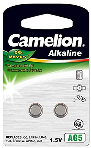 Knopfzellen-Batterie CAMELION AG5 (2 Einheiten Blister), 1,5 V, Alkaline [Knopfzellen]