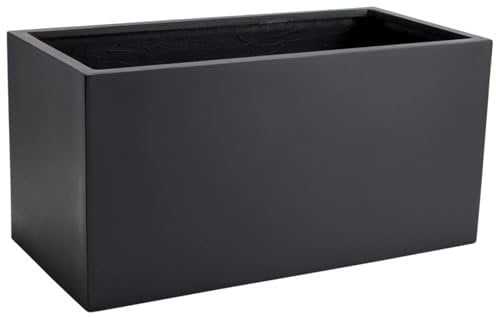 VIVANNO Maxi Pflanztrog, Fiberglas Pflanzgefäß, Rechteckig, Anthrazit, 30x60x30 cm - Robust für Außenbereiche