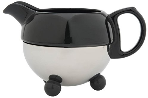 Steingut-Milchkännchen Cosy® schwarz mit Edelstahlhalterung