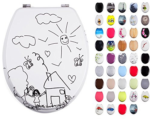 MSV 140765 WC-Sitz MDF Kindergarten, Edelstahl, 3-seitig weiß Bedruckt