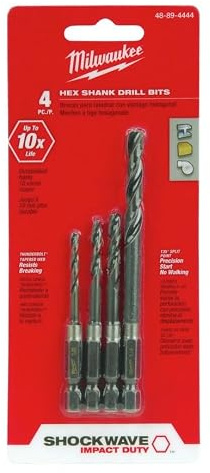 Milwaukee Elec – Herramienta – 4 piezas Hexagonal juego de brocas