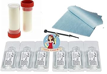 UNIVERSAL Reinigungsset für Bügeleisen Reiniger Pflege mit Reinigungsbürste Dampfkanal Bügelsohle Reinigungsstift neu mit Entkalker Ampullen im Set