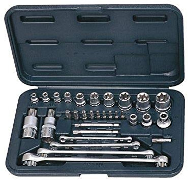 KS Tools 922.4302 Juego de 31 piezas Torx 1/4 macho/hembra – 3/8 1/2