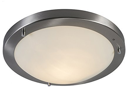Qazqa - Design Moderne Außen Deckenleuchte I Deckenlampe I Lampe I Leuchte Stahl I Silber I nickel matt IP44 - Yuma 31 I Außenbeleuchtung I Wohnzimmer I Schlafzimmer - Stahl Rund - LED geeignet E27
