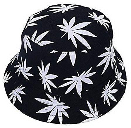Fancyland Unisex Buschhut Sonnenhut Bucket Hat Fischerhut Cannabis Muster Mütze Sommer Outdoor Fischermütze (Weiß)