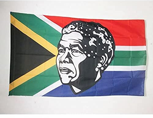 AZ FLAG - Drapeau Afrique du Sud avec Mandela - 150x90 cm - Drapeau Sud-Africain Avec Madiba 100% Polyester Avec Fourreau et cordelette - Pavillon 110 g