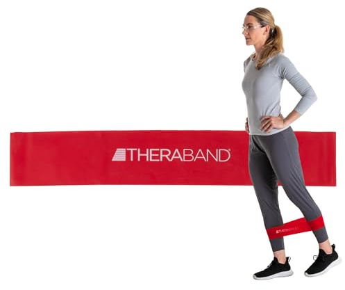 THERABAND Loop Rot 7,6 x 40,5cm, Übungsband für Reha, Physiotherapie, Fitness, Beintraining, untere Extremitäten, Krafttraining, Koordination & Home Gym