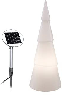 8 seasons design Shining Tree 3D Solar LED Weihnachtsbaum rund (75 cm, weiß) inkl. Solarmodul und LED in warmweiß, beleuchteter Tannenbaum, Weihnachtsdeko, Winterdeko, Solarlicht für außen