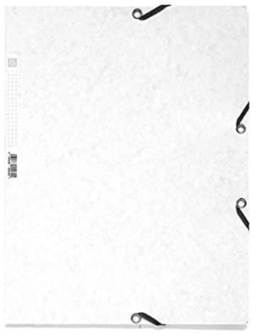 Exacompta - 55506E - Caja de 25 subcarpetas con gomas elásticas - bolsillos con 3 solapas - en cartulina brillo 400 g/m2 - dimensiones 24 x 32 cm para documentos en formato A4 - color blanco