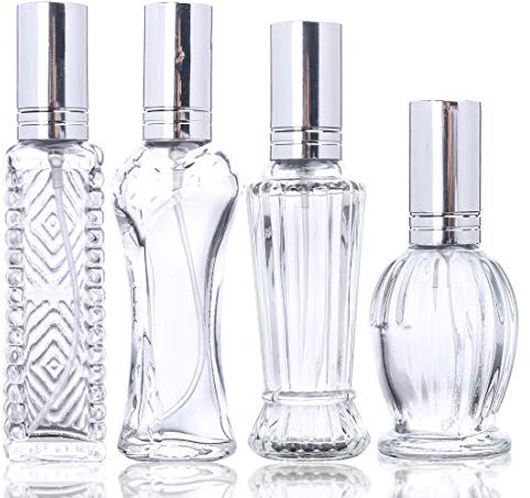 H&D HYALINE & DORA Vintage de Cristal Spray vacía Botella de Perfume Recargable Botellas Regalos Boda decoración Juego de 4