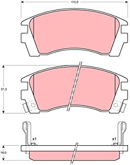 TRW GDB1013 Brake Pad Set of 4 Compatible for Nissan Sunny MK III Liftback (N14) 1990-1995 Front Axle and Other Vehicles