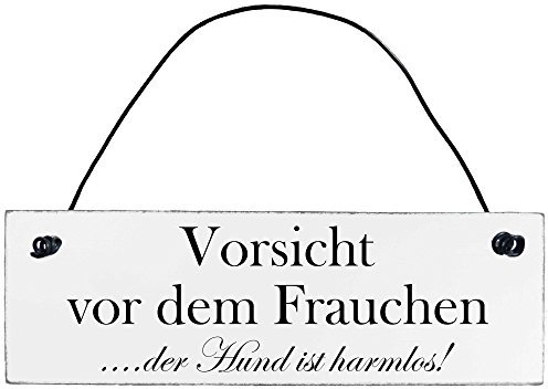 Anika Hermsen-Grallert, HomeYourself Shabby Chic Vintage Schild Vorsicht vor dem Frauchen Dekoschild Türschild
