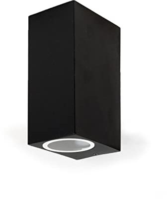 Grafner UP and DOWN Aluminium Wandlampe, schwarz, 2x GU10, IP44, für außen und innen, KEIN ROST – Pulverbeschichtung, oben unten Wandleuchte Lampe Außen Hoflampe Wand Außenleuchte Leuchte eckig