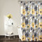 Lush Decor Rideau de Douche à Motif Floral Leah, 183 cm de Large x 182,9 cm de Long, Jaune et Gris – Joli Rideau de Douche Jaune – Décoration printanière – Fleurs Florales colorées – Décoration de