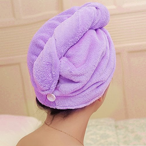 1PC Light Purple Magic Microfiber Cap Hair-drying Towel Bath Head Wrap