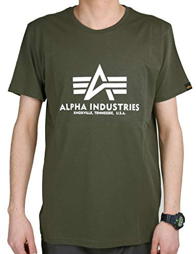 Alpha Industries Herren Basic T-Shirt, Grün, XXL