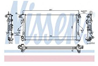 NISSENS Kühler Motorkühlung Kühler Wasserkühler Motorkühler Netzbreite 369mm Netzlänge 780mm Netztiefe 32mm 63565