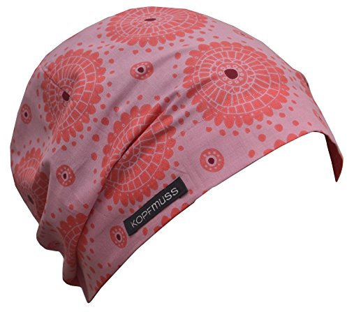 Kopfmuss - Damen Leichte Sommermütze KoS1129 - XS, Pusteblume rosa/pfirsich
