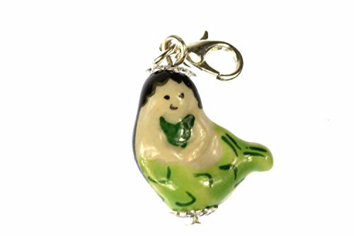 Miniblings Meerjungfrau Charm Zipper Pull Porzellan Sirene Nixe grün - Handmade Modeschmuck I Kettenanhänger versilbert - Bettelanhänger Bettelarmband - Anhänger für Armband