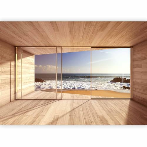 murando - Vlies Fototapete Meer Fenster 400x280 cm - Foto Tapete Schlafzimmer Wohnzimmer Moderne Vliestapete XXL Wandtapete Motivtapeten Bildtapete 3d Effekt Wand Dekoration - Strand c-A-0084-a-d
