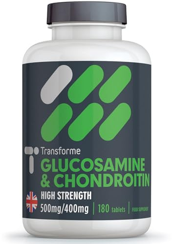 Transforme Glucosamine and Chondroitin 500mg/400mg High Strength Complex, 180 Tablets Up to 6 Months Supply, with Superior Chondroitin Sulphate (90% Potency), Gluten Free