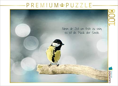 CALVENDO Puzzle Irischer Segenswunsch und Kohlmeisenbaby | 1000 Teile Lege-Größe 64 x 48 cm Foto-Puzzle für glückliche Stunden