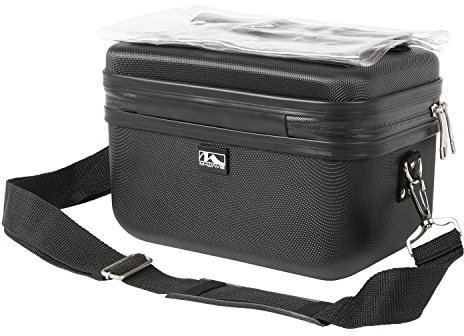 M-Wave Uetrecht HC Lenkertasche, Fahrrad Fronttasche, für jedes Fahrrad mit Abnehmbaren Schultergurt, aus ABS Hartschale, wasserdicht, 8 Liter, schwarz