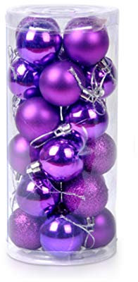 Ectkuee Ø 6 cm / 24pcs Stücke Weihnachtskugeln Set Deko Bunt glänzend Weihnachtsbaum Schmuck Anhänger Weihnachten Neujahr Lila